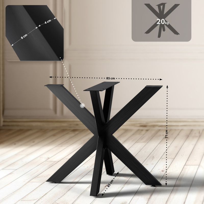 Pieds de tables à manger Hardwick 85x85x71 cm noir industriel