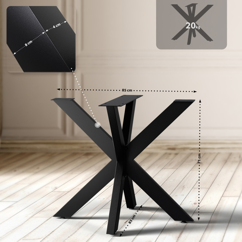 Pieds de tables à manger Hardwick 85x85x71 cm noir
