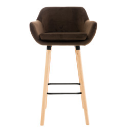 Tabouret de bar Grant en velours brun