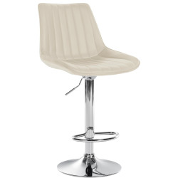 Tabouret de bar Toni similicuir chrome crème