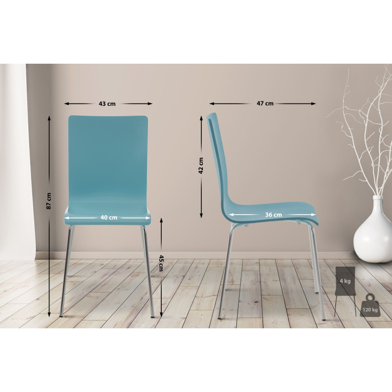 Lot de 4 chaises visiteurs Pepe bleu clair