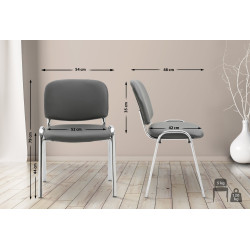 Fauteuil visiteur Ken C, similicuir gris