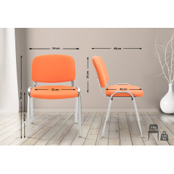 Fauteuil visiteur Ken C, similicuir, orange