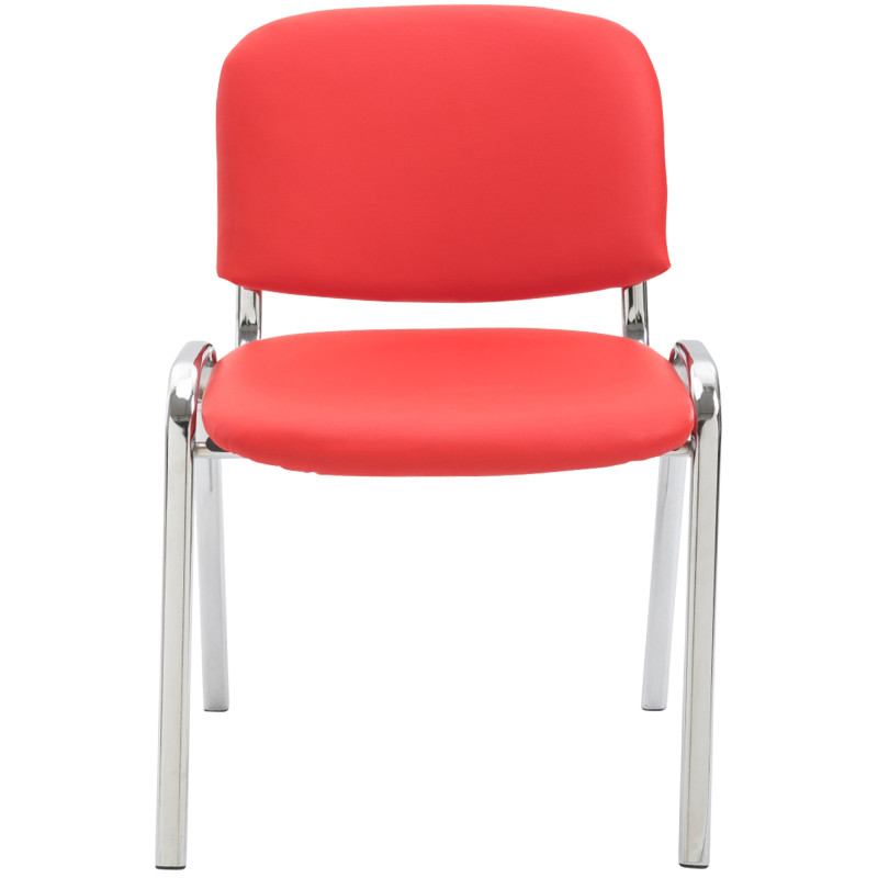 Chaise visiteur Ken C en cuir artificiel rouge
