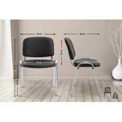 Fauteuil visiteur Ken C, similicuir, noir