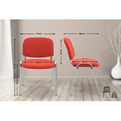 Silla De Conferencia Ken Chrom En Tela Rojo