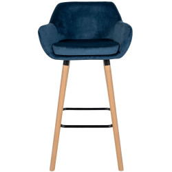 Tabouret de bar Grant en velours bleu