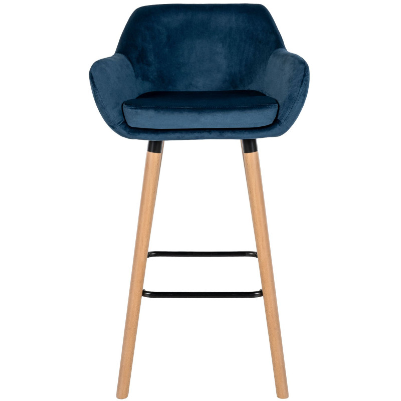 Tabouret de bar Grant en velours bleu