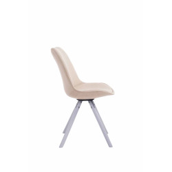 Chaise visiteur Toulouse tissu ronde blanc crème