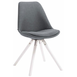 Chaise visiteur ronde en tissu Toulouse blanc gris fonc?