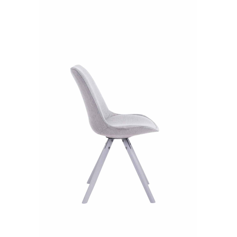 Chaise visiteur ronde en tissu Toulouse blanc gris