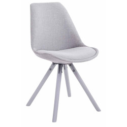 Chaise visiteur ronde en tissu Toulouse blanc gris