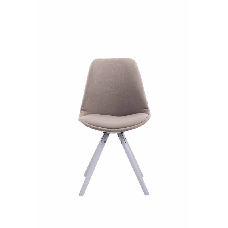 Chaise visiteur ronde en tissu Toulouse blanc taupe
