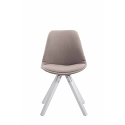Chaise visiteur Toulouse en tissu carr? blanc taupe