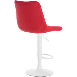 Tabouret de bar Toni tissu blanc rouge