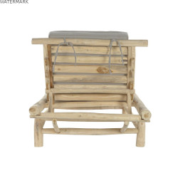 Chaise longue DKD Home Decor Naturel Teck Polyester Gris clair (209 x 86 x 35 cm)