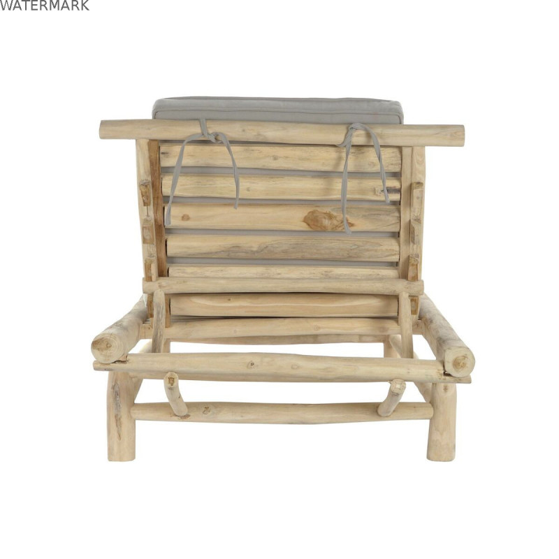 Chaise longue DKD Home Decor Naturel Teck Polyester Gris clair (209 x 86 x 35 cm)