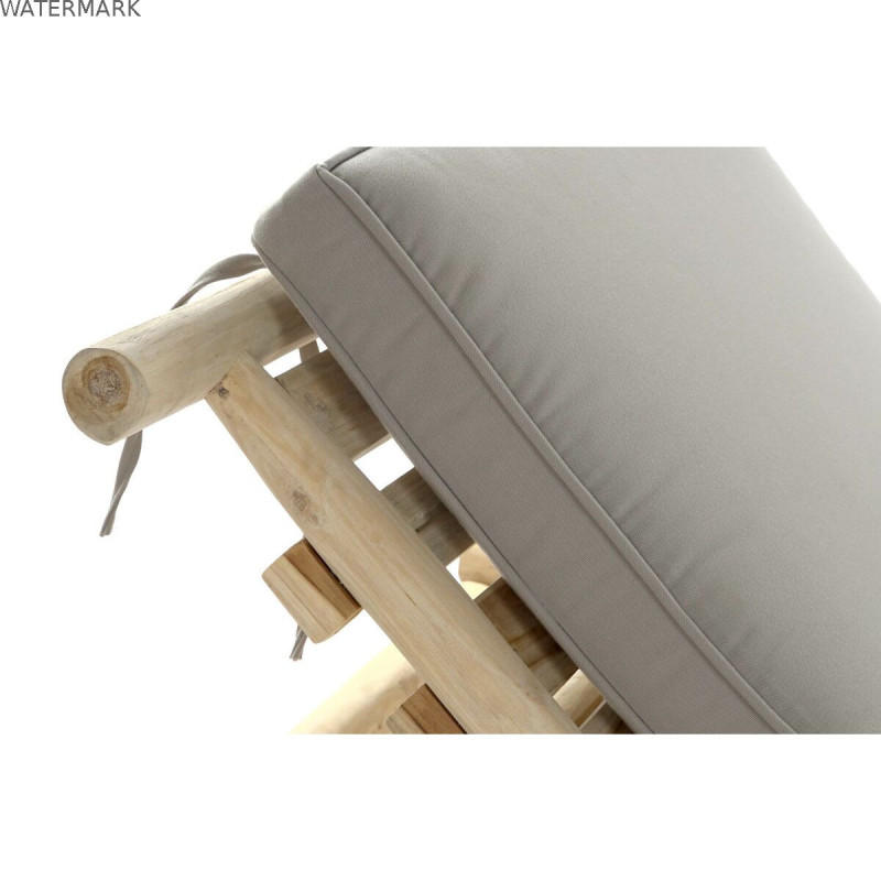 Chaise longue DKD Home Decor Naturel Teck Polyester Gris clair (209 x 86 x 35 cm)