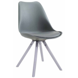 Chaise visiteur Toulouse en similicuir rond blanc gris