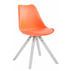 Chaise visiteur Toulouse en similicuir carr? blanc orange