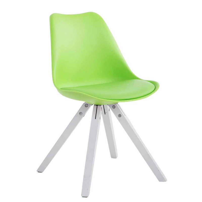 Chaise visiteur Toulouse en similicuir carr? blanc vert