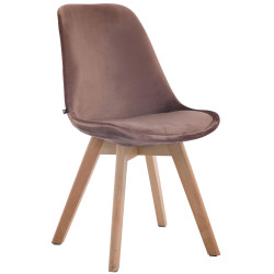 Chaise visiteur Borneo V2 velours marron naturel