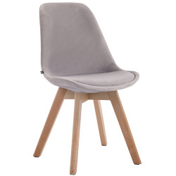 Fauteuil visiteur Borneo V2 en velours gris naturel
