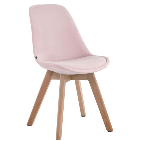 Fauteuil visiteur Borneo V2 velours rose naturel