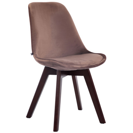 Fauteuil visiteur Borneo V2 en velours marron noyer
