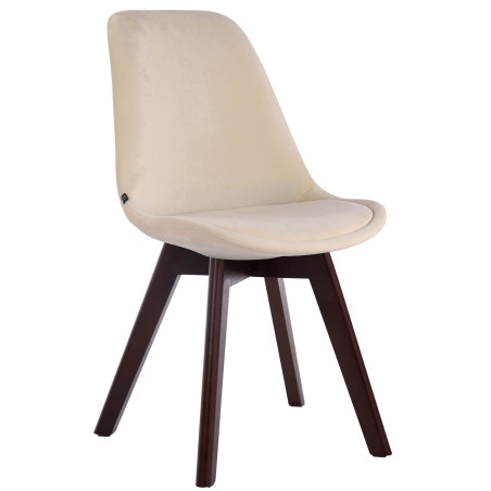 Fauteuil visiteur Borneo V2 velours cr?me noyer