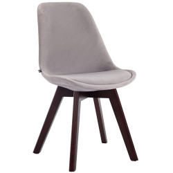 Fauteuil visiteur Borneo V2 en velours gris noyer