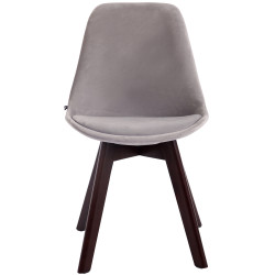 Chaise visiteur Borneo V2 velours gris noyer