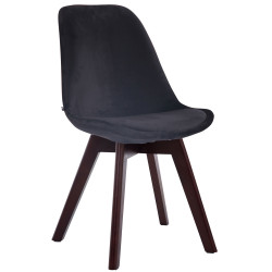 Fauteuil visiteur Borneo V2 en velours noir noyer