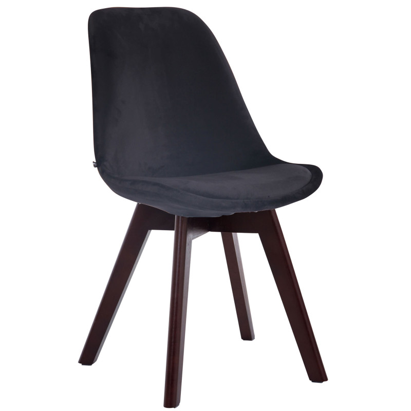Fauteuil visiteur Borneo V2 en velours noir noyer