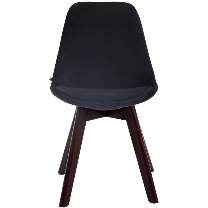 Fauteuil visiteur Borneo V2 en velours noir noyer