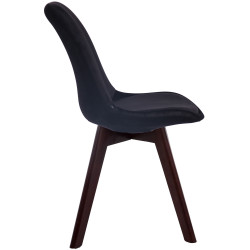 Fauteuil visiteur Borneo V2 en velours noir noyer