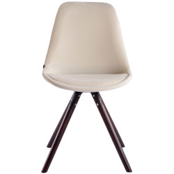 Fauteuil visiteur Toulouse en velours rond couleur cappuccino cr?me