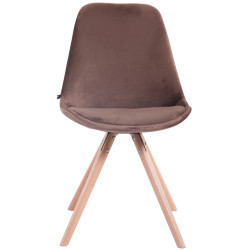 Chaise visiteur Toulouse ronde en velours marron naturel