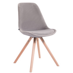 Fauteuil visiteur Toulouse rond en velours gris naturel