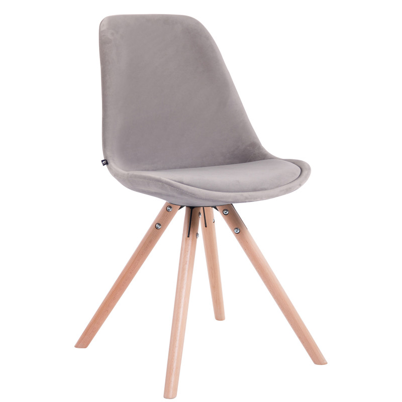 Fauteuil visiteur Toulouse rond en velours gris naturel