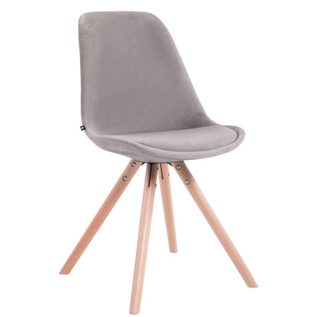 Fauteuil visiteur Toulouse rond en velours gris naturel
