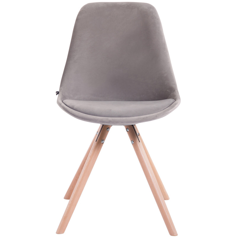Fauteuil visiteur Toulouse rond en velours gris naturel