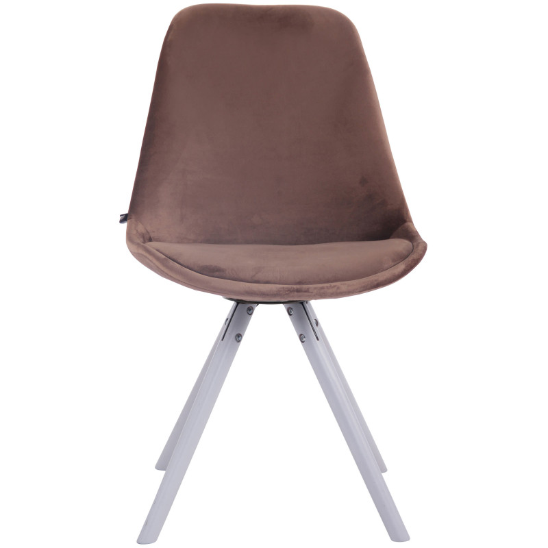 Chaise visiteur Toulouse en velours rond blanc marron