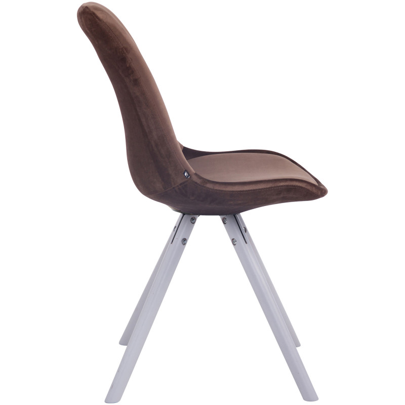 Chaise visiteur Toulouse velours ronde blanc marron