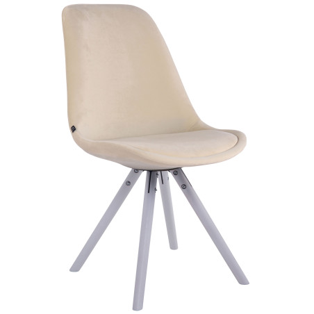 Silla De Visita Toulouse Rund En Terciopelo Crema,Blanco