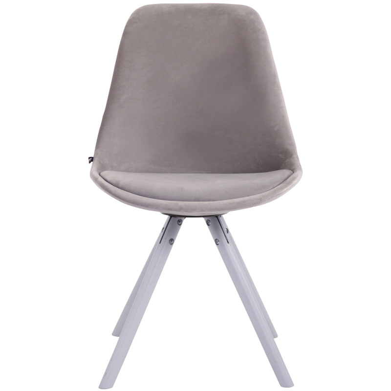 Chaise visiteur Toulouse velours ronde blanc gris