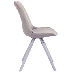Chaise visiteur Toulouse velours ronde blanc gris