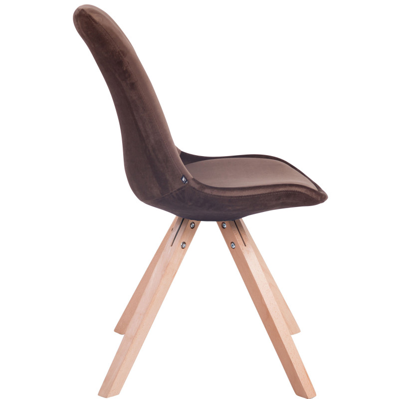 Chaise visiteur Toulouse en velours carr? marron naturel