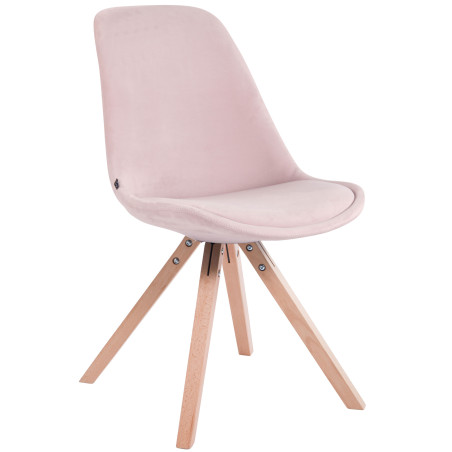 Chaise visiteur Toulouse en velours carr? rose naturel