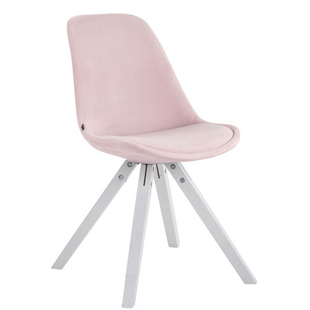 Chaise visiteur Toulouse velours Carrée blanc rose